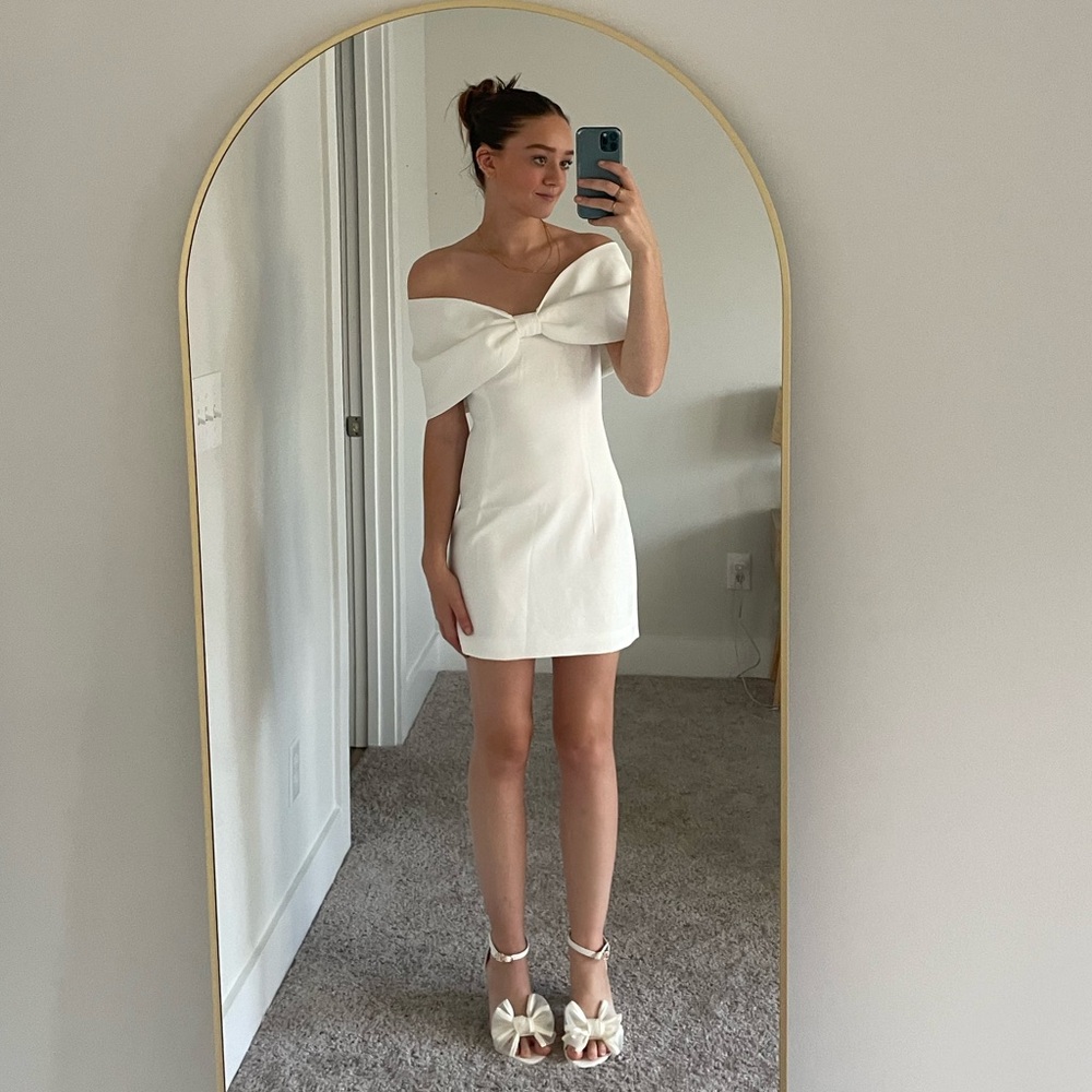 Meshki Gwenyth Bow Mini Dress - XS, White